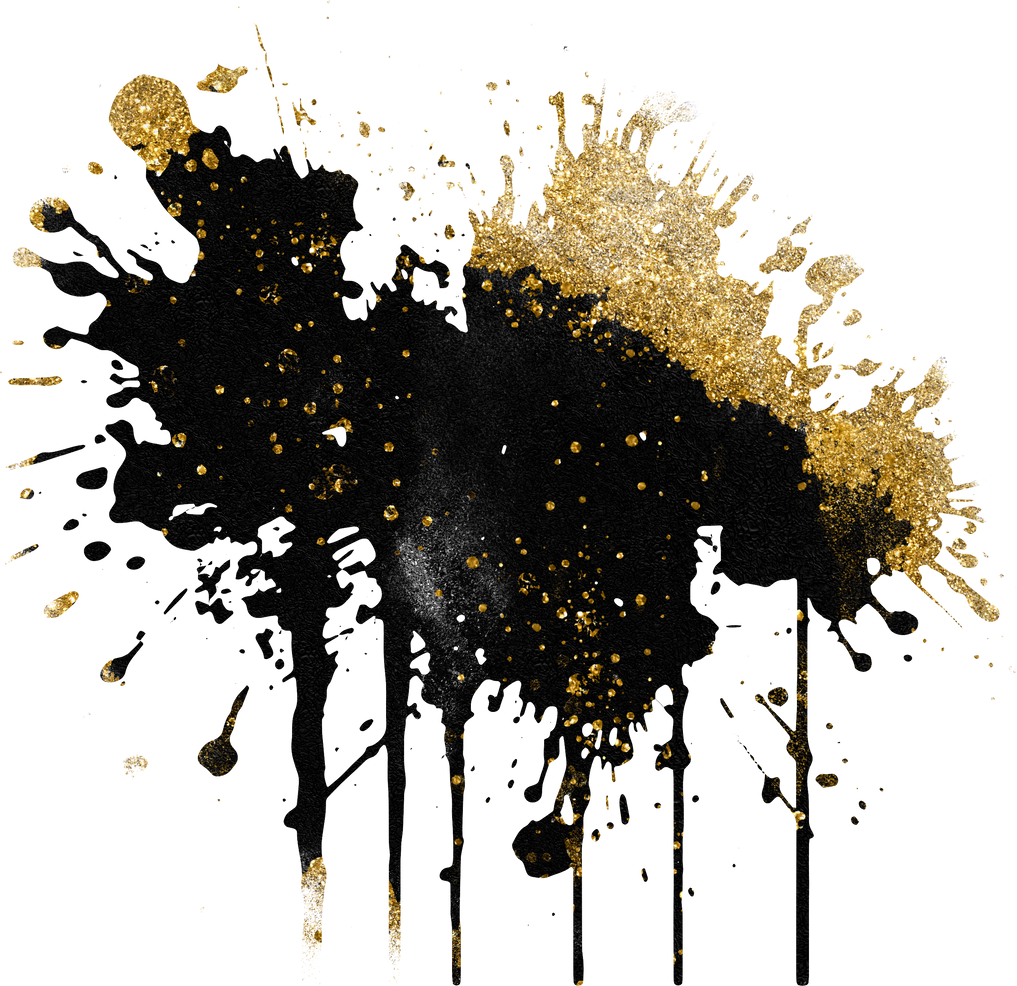 Black and Gold Splash with Glitter